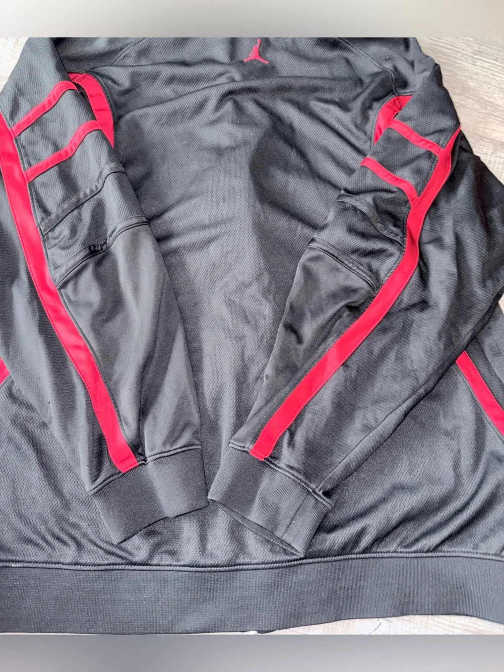 VTG Jordan Jacket Mens 2XL Black Red Full Zip Track Warm Up NBA Basketball Y2K